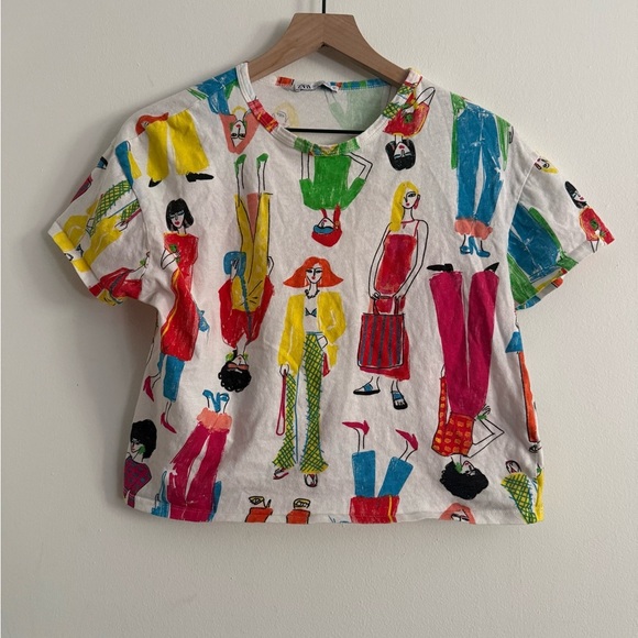 Zara Multicolor Graphic Women’s Tee 100% Cotton T-Shirt - Picture 5 of 7